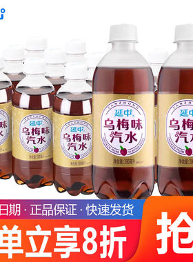 上海延中乌梅味汽水380ml*12瓶整箱包邮小瓶装乌梅汁碳酸果味饮料