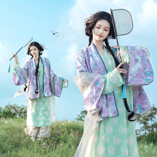 粼夕squama【云响】褶衣魏晋北朝汉服套装改良直裾国风阔腿裤叠穿