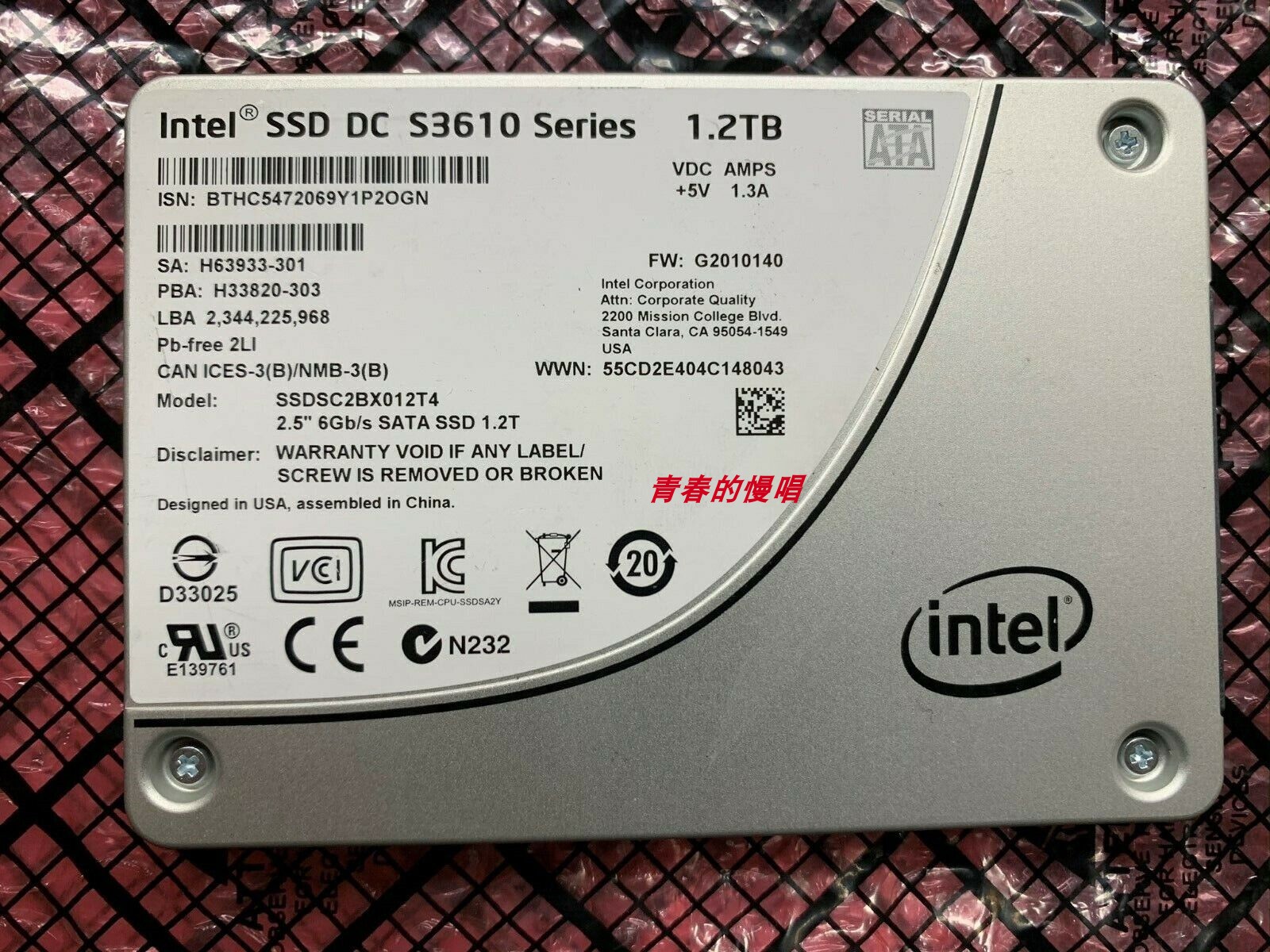 Intel/英特尔 SSD DC S3610 1.2T SSDSC2BX012T4 SATA 固态硬盘