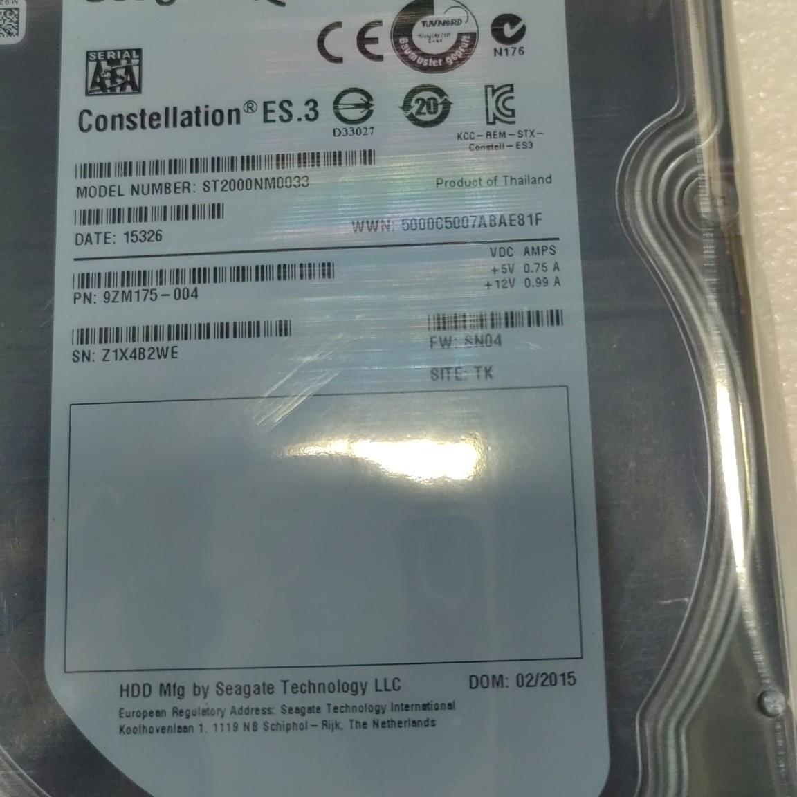 联想/DELL/浪潮 希捷 ST2000NM0033 2T 2TB SATA 3.5寸企业级硬盘