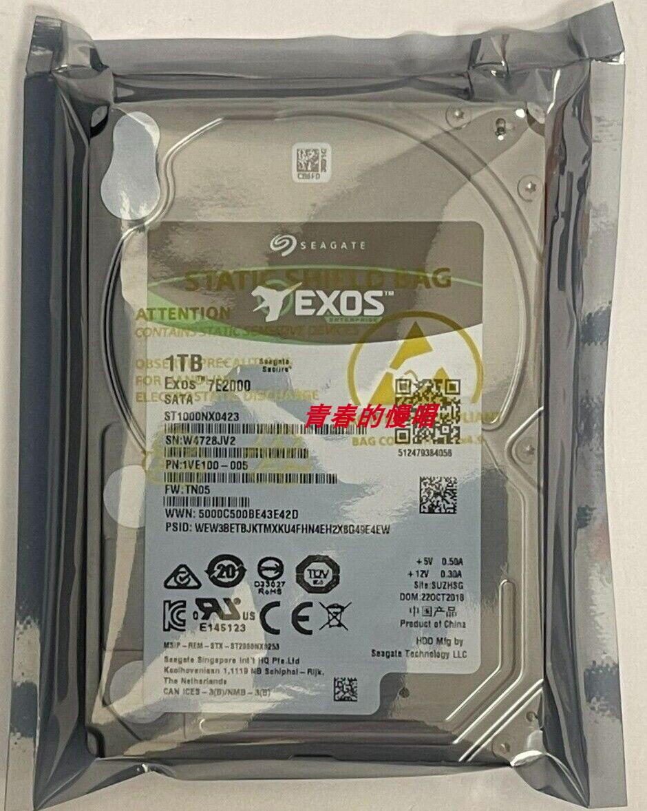Seagate Exos 7E2000 1TB 2.5'' SFF SATA 1T ST1000NX0423 硬盘