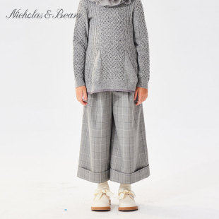 女童裤 儿童简约阔腿裤 子新款 休闲裤 女宝宝直筒裤 力高芘熊童装