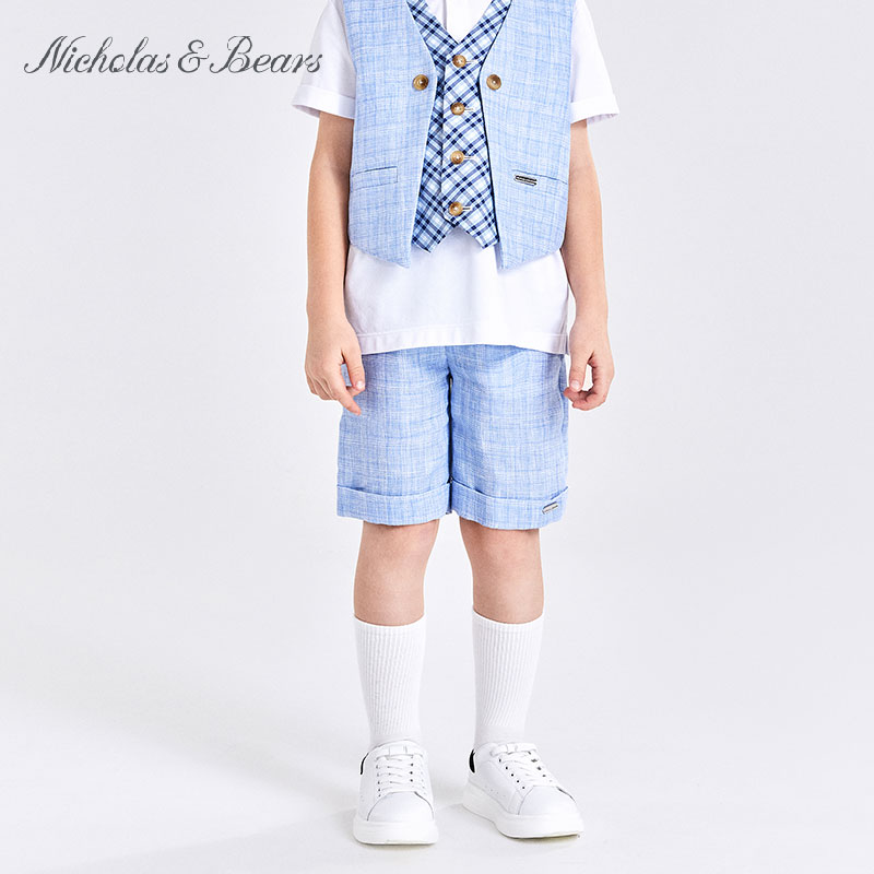 nicholasbears/力高芘熊23春夏新品童装男童西装短裤休闲裤
