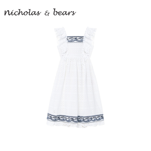 nicholas&bears100%纯棉薄款 女童裙子女宝洋气公主连衣裙夏小清新