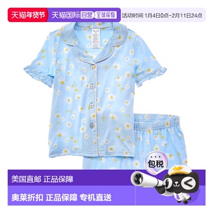 自营Rene Rofe 2pc Happy Days褶边睡衣短款套装-粉红色 美国奥莱