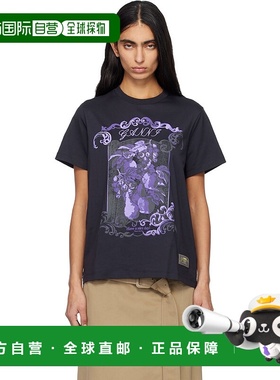 1h可退 香港直邮GANNI 甘尼 女士 黑色 Cotton Damask Relaxed T