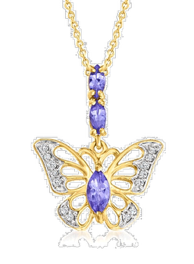 自营ross-simons罗斯-西蒙斯坦桑石和。 18 克拉金镀在纯银上白色