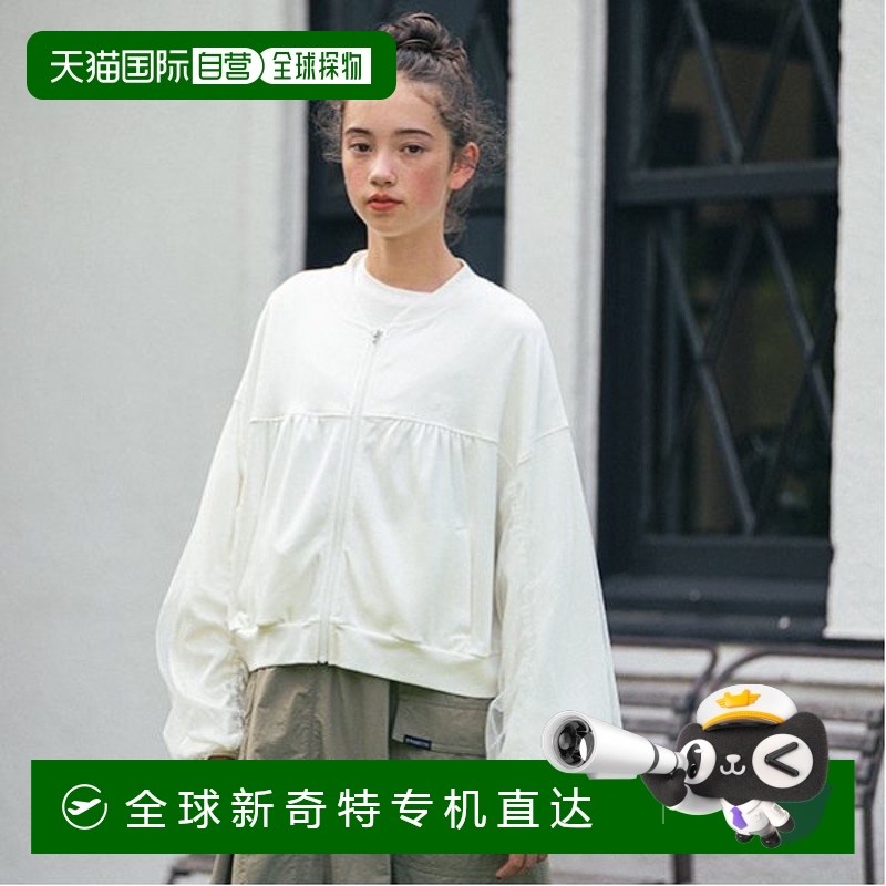 1h可退 日本直邮pom ponette junior大童青少年轻盈网纱褶皱夹克