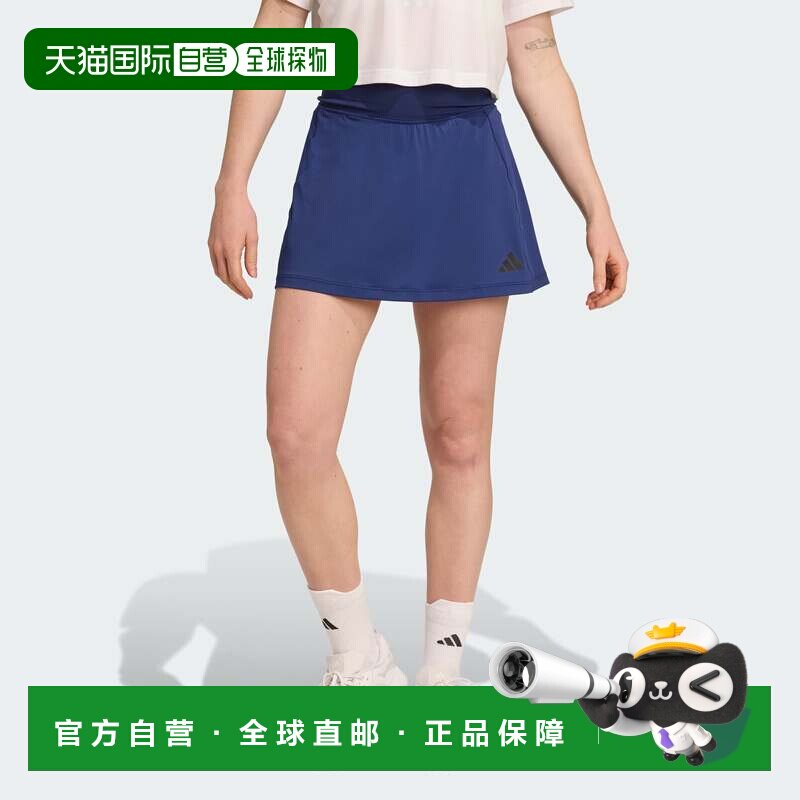 自营女士adidas Optime Skort，带一体式自行车短裤-深蓝色 美国