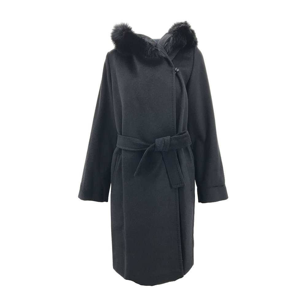 MAX MARA 女士外套 6086325906010 AW2021 黑色 系带连帽大衣