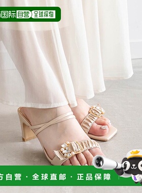 日本直邮RANDA 视觉×褶皱穆勒凉鞋 RA041BW14723 女鞋板鞋厚底