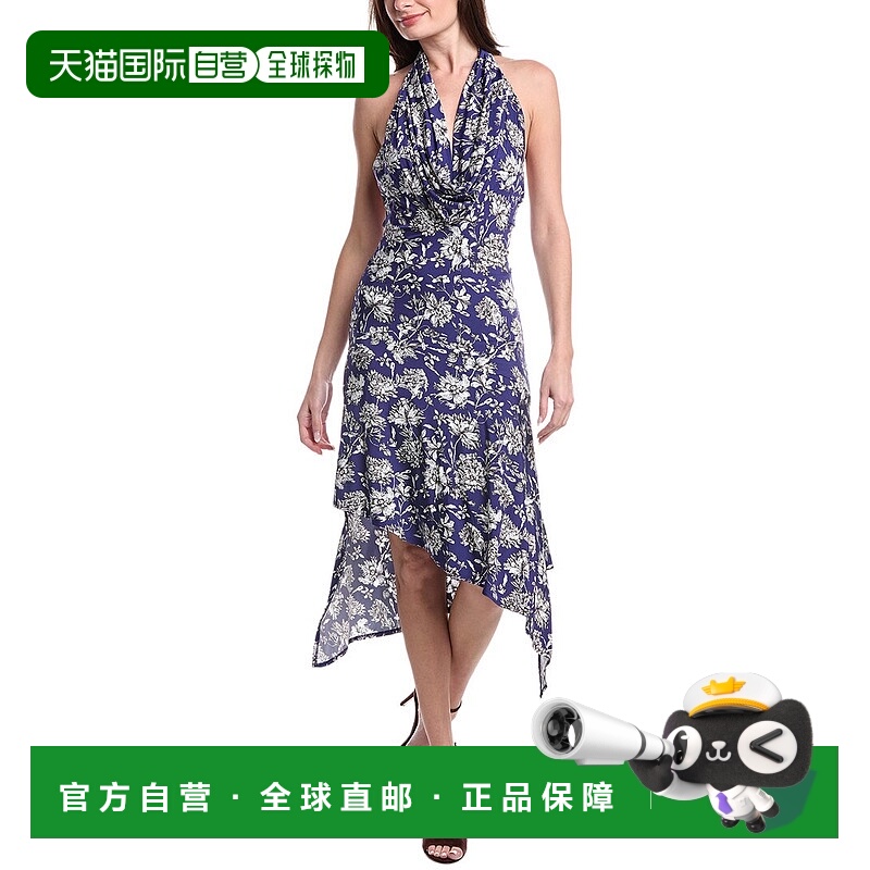 自营alice + olivia Dani Draped Cowl Asymmetrical Midi Dress