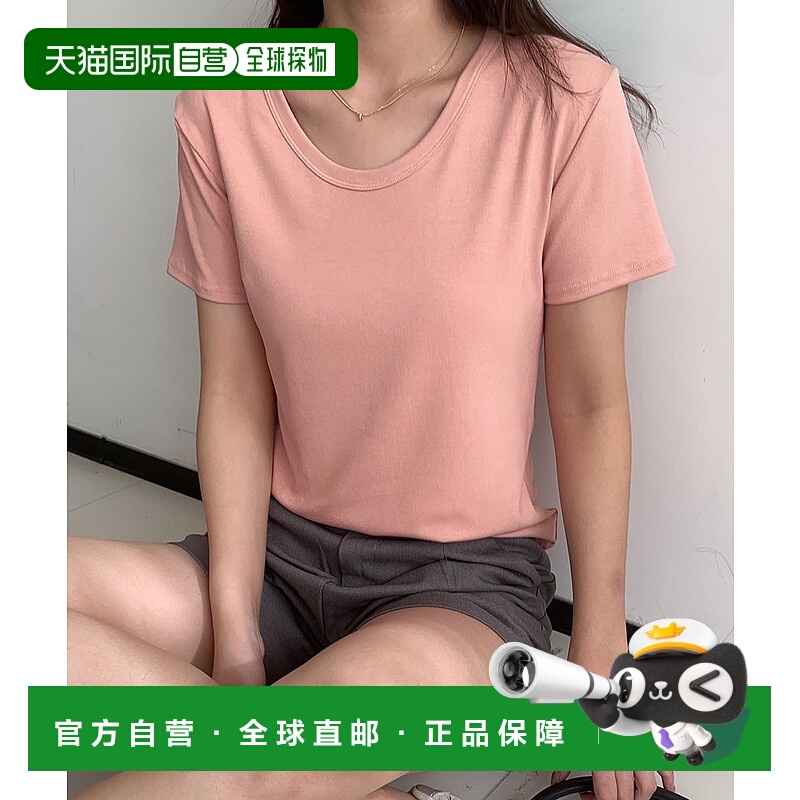 1h可退 日本直邮LOWO 女士简约U领短袖T恤 lwtobxi2186