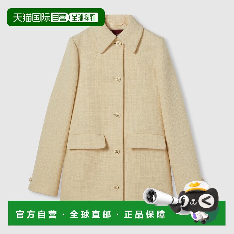 自营欧洲直邮Gucci/古驰 女士纹理羊毛粗花呢大衣外套