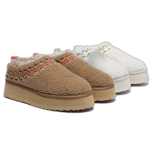 澳大利亚直邮EVERAU泰迪毛厚底一脚蹬低帮鞋EA2045加厚保暖冬鞋