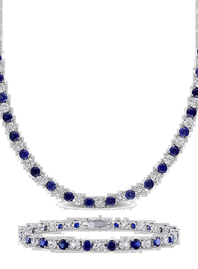 自营mimi & max47 1/4 CT TGW Created 蓝色和白色蓝宝 美国奥莱