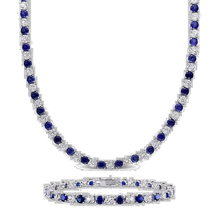 自营mimi & max47 1/4 CT TGW Created 蓝色和白色蓝宝石网球手链