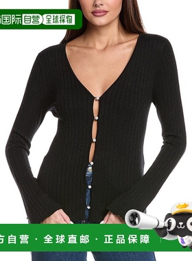 自营 Majestic Filatures金属罗纹开衫-黑色 美国奥莱直发针织衫