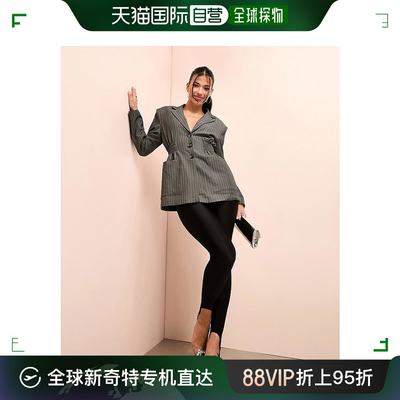 香港直邮潮奢 Luxe 女士 奢华褶皱束腰精细剪裁条纹西装外套(灰色