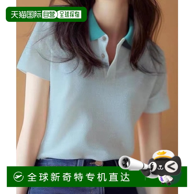 1h可退 日本直邮deux amour女装配色领半袖polo衫显气质日常款 14