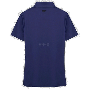 韩国直邮Pxg高尔夫服饰男女款海军蓝色时尚贴身方领短袖T恤潮流