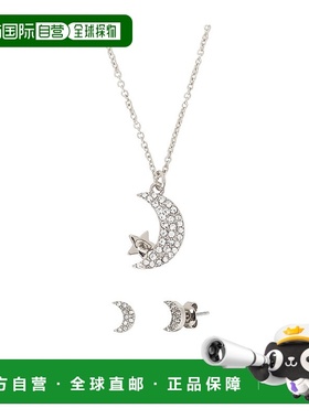 香港直邮Coach 月亮吊坠项链和耳环两件装 518495饰品