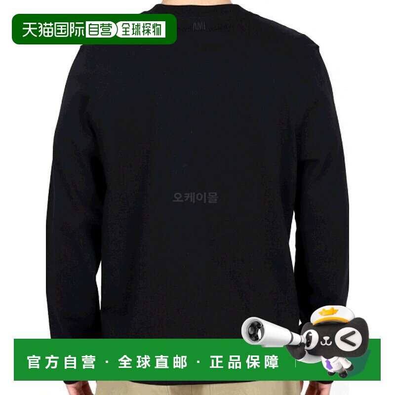 韩国直邮Ami艾秘上装T恤男女款黑色爱心图案圆领简约百搭日常出行