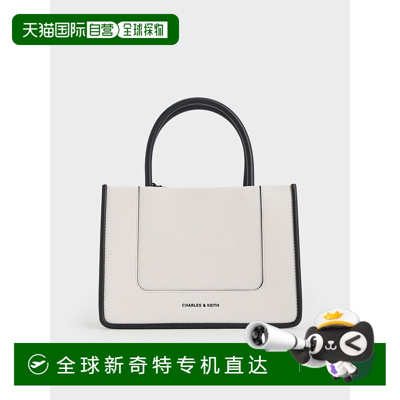 日本直邮CHARLES&KEITH 小ck 拼接设计 PU 斜挎手提包 中号 女款