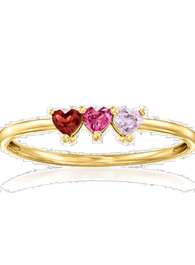 自营RS Pure by Ross-Simons 14kt 黄金多宝石心形戒指 - 紫色 美