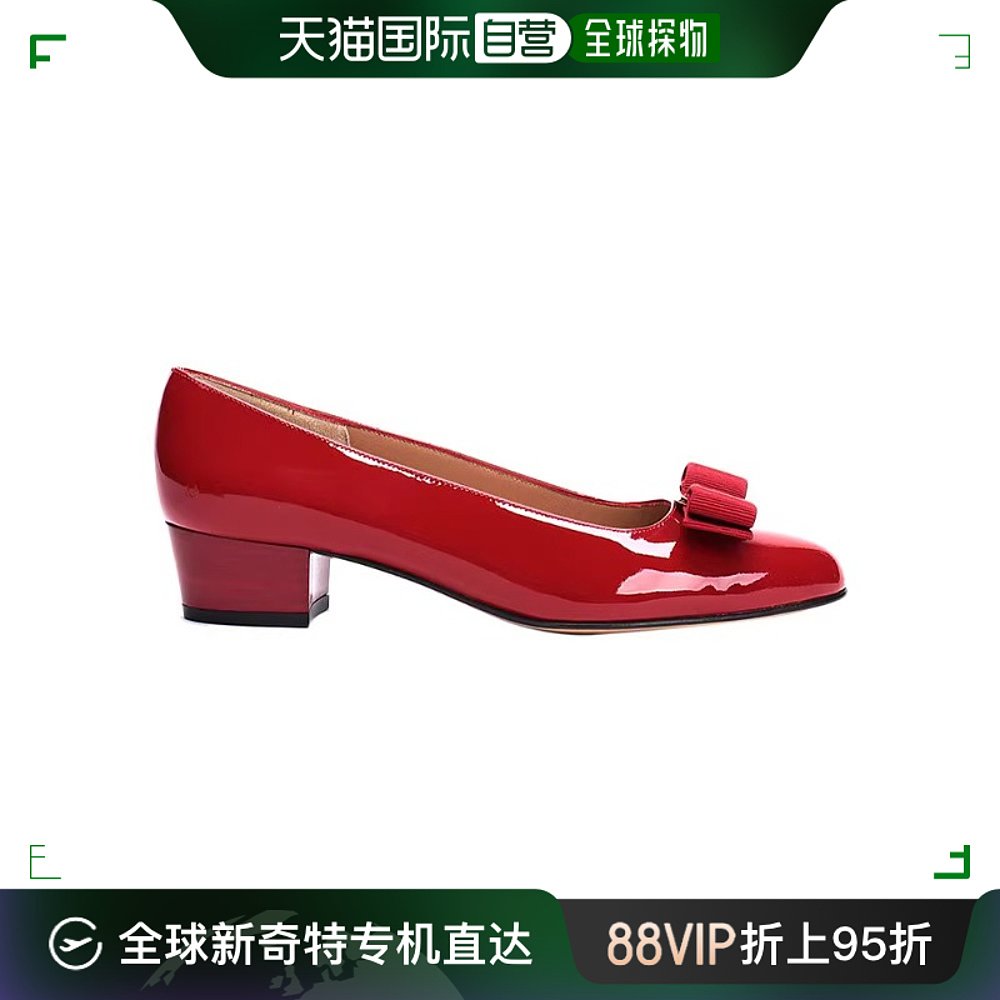 香港直邮FERRAGAMO 菲拉格慕 VARA系列女士红色漆皮粗跟低跟鞋 女鞋 时尚休闲鞋 原图主图