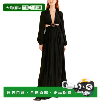 自营FARM Rio Black Cut Out Long Sleeve Maxi Dress - black 美