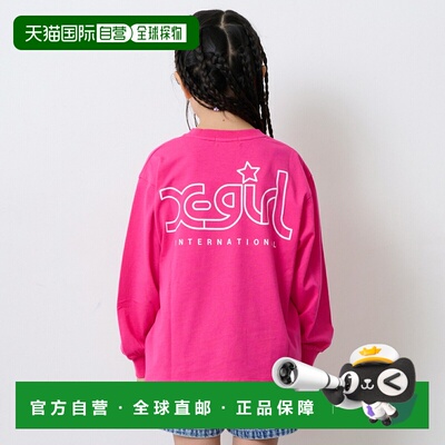 日本直邮X-girl Stages Mills 标志背面印花长袖T恤