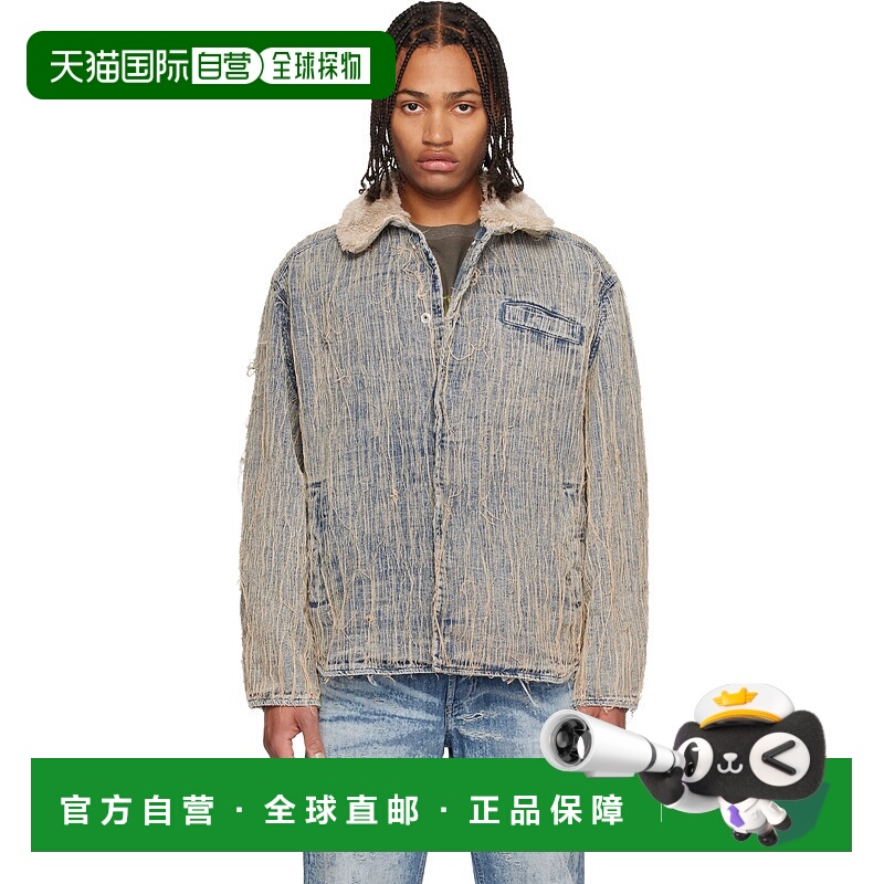 香港直邮Diesel 迪赛 男士 蓝色 D-Ivar-S 牛仔夹克 A192760CMBZ0