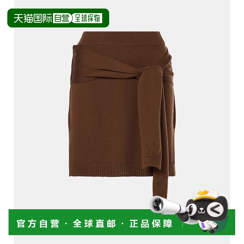 1h可退 香港直邮Lemaire 女士 Trompe l'œil 羊毛混纺迷你半身裙