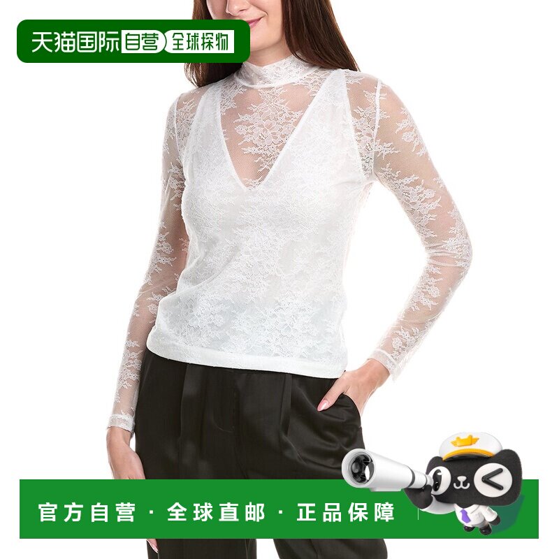 自营 Maje蕾丝上衣-白色 美国奥莱直发性感图片