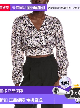 自营 BOSS Hugo BOSS Banella露脐上衣-紫色 美国奥莱直发泡泡袖