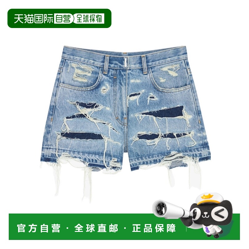 香港直邮Givenchy 破洞迷你牛仔短裤 BW50ZQ5Y76纪梵希口袋