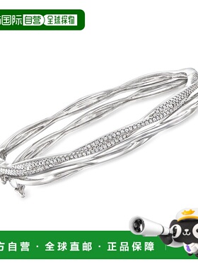 自营 Ross-Simons 钻石首饰套装：2 件纯银扭纹手镯 - 8 英寸 美