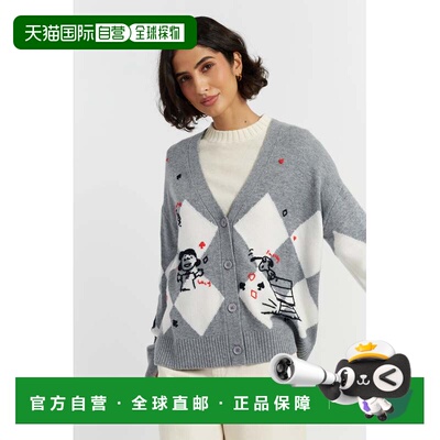 自营chinti & parkerGrey Wool-Cashmere Peanuts Poker Cardigan