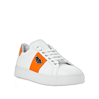 philipp pleinLo-Top 运动鞋 Triangle Plein - 白色/橙色荧光 【