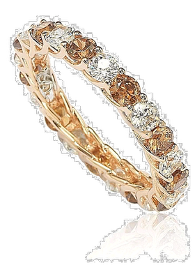 自营 Suzy Levian 棕色和白色立方氧化锆玫瑰纯银永恒戒指 - 棕色