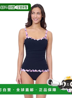 自营 profile by gottex里加E杯实心中心褶皱坦基尼-黑色 美国奥