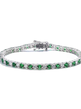 自营 geneviveGa 纯银绿白网球风手链 - 绿色 美国奥莱直发