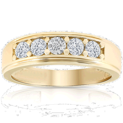 自营 pompeii31 克拉钻石戒指男士高抛光 14k 黄金结婚周年纪念戒