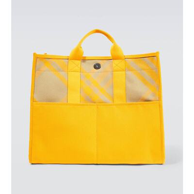 潮奢 Burberry 男士Shopper checked canvas tote bag 托特包