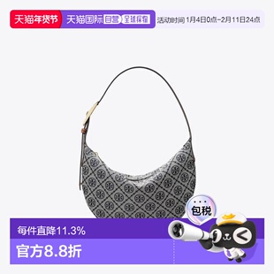 香港直邮TORY BURCH汤丽柏琦 T MONOGRAM 女款小号新月包 海军蓝