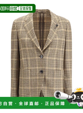 自营 Lardini Houndstooth女式运动夹克-米色 美国奥莱直发