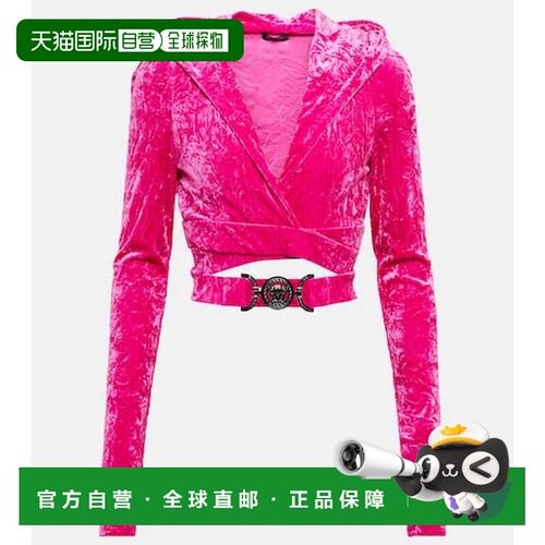 香港直邮versace 范思哲 女士 Medusa Biggie 天鹅绒连帽衫 00118