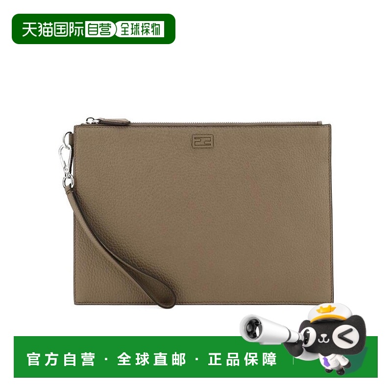 香港直邮Fendi 徽标拉链手拿包 7N0110AG0L