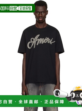 1h可退 香港直邮潮奢 AMIRI 男士 黑色 Script T 恤 AMJYTE1193